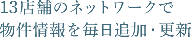 13店舗のネットワークで物件情報を毎日追加・更新